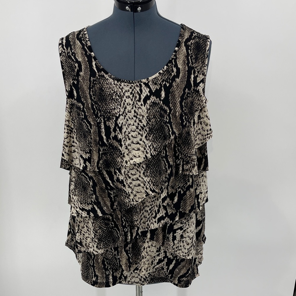 WORTHINGTON WOMENS SIZE 3X Snake Print Sleeveless layered Top